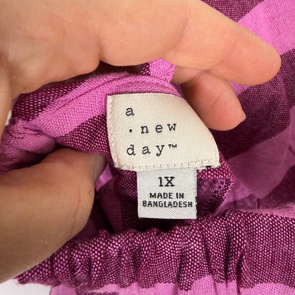 Target A new day crop top bralette purple pink stripe 1X - Picture 7 of 8